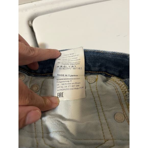 EDWIN ED-80 Made in Japan Slim Tapered Jeans SZ 31x32 Medium Blue Faded - Picture 9 of 9